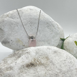 Quartz rose - Collier fiole