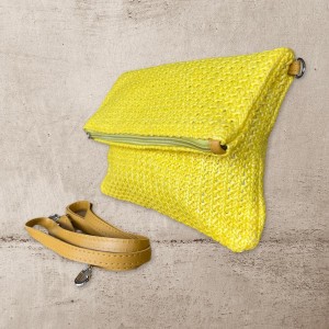 Pochette  sac jaune  en Raphia